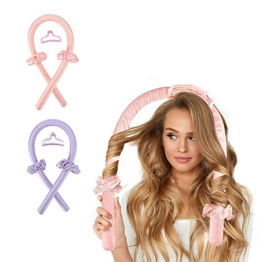 Silk Heatless Curling Set - Effortless Curls for Long & Medium Hair in Pink or Purple